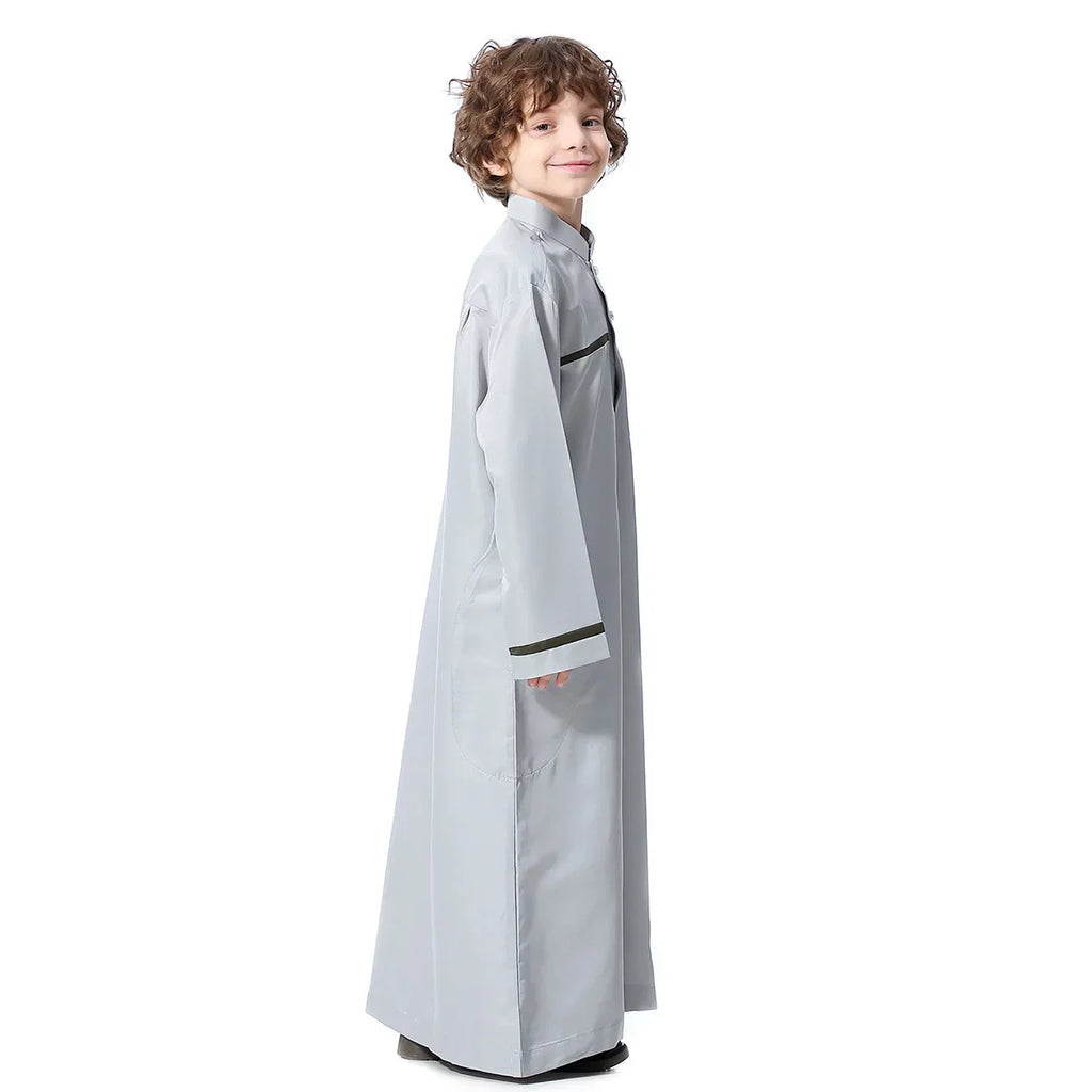 Muslim Saudi Arab Boys Robe Kids Abaya Kaftan Prayer Islam Ramadan Clothing Long Sleeve Thobe Middle East Teenage Dress Dubai