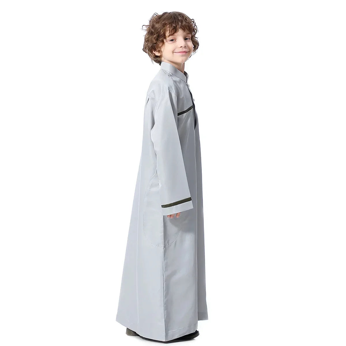 Muslim Saudi Arab Boys Robe Kids Abaya Kaftan Prayer Islam Ramadan Clothing Long Sleeve Thobe Middle East Teenage Dress Dubai