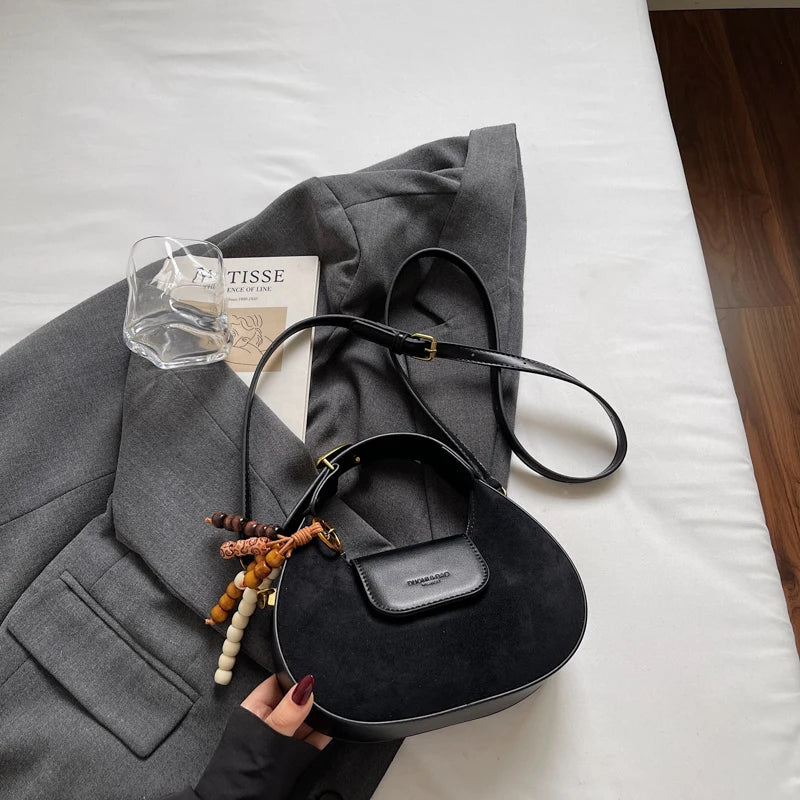 LEFTSIDE Retro PU Leather Small Saddle Bag Winter Shoulder Bag Luxury Crossbody Bag Females Luxury Handbags and Purses