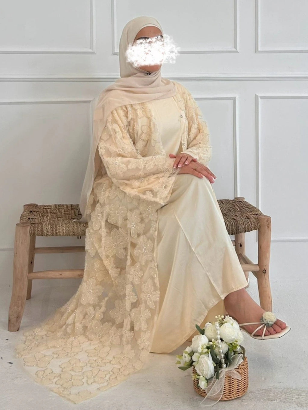 Eid Women Abaya Muslim Cardigan Dress Beading Flower Jalabiya Ramadan Vestidos Largos Islam Arab Long Robe Morocco Kaftan 2026