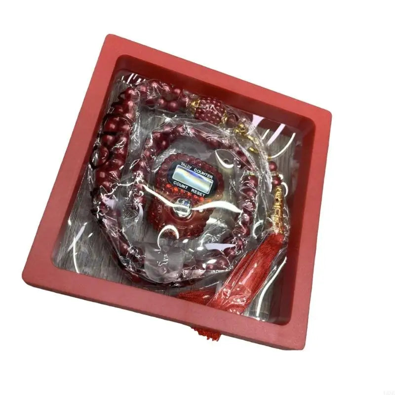 Y3NE 99-Prayer Tasbih Beads Rosary Beads with Counter Tasbih Prayer Beads Wrap Bracelets Necklace Eid Prayer Beads for Adult