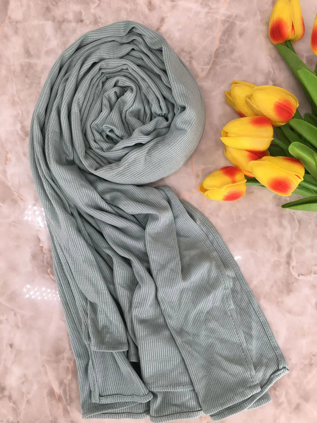 Premium Bamboo Ribbed Jersey Hijab Scarf for Women Elastic Breathable Thread Knitted Scarf Women Soft Striped Headscarf Bandana