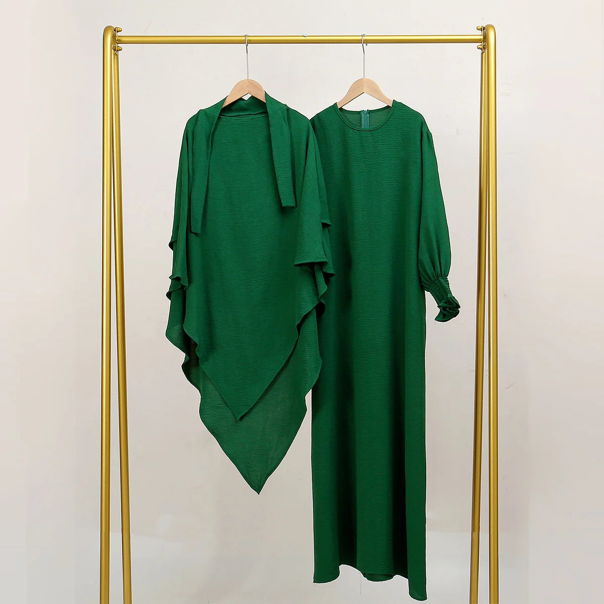 Two Piece Jilbab Prayer Set Abaya for Woman Batwing Hijab Dress Muslim Kimono Kaftan Robe Long Khimar Islam Cloth Jilbab Ramadan