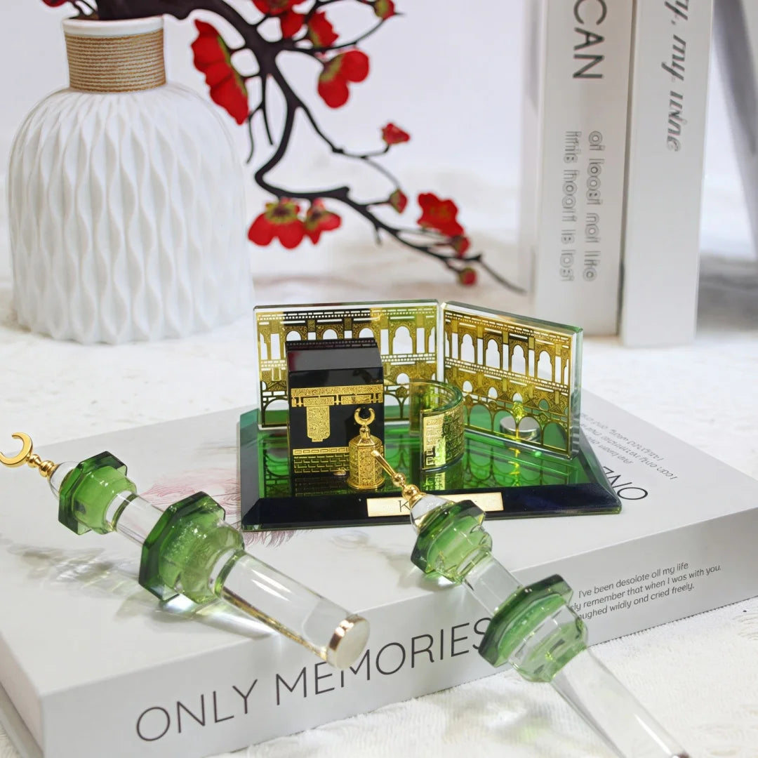 Muslim Kaaba Clock Tower Model Desktop Car Ornament Islamic Home Decor  Islamic Architecture Crystal Collectible Figurines