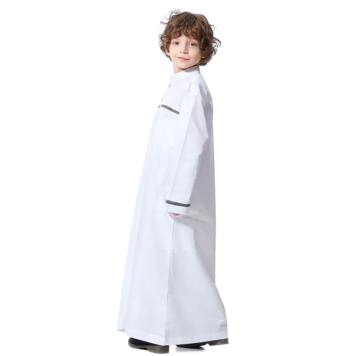 Muslim Saudi Arab Boys Robe Kids Abaya Kaftan Prayer Islam Ramadan Clothing Long Sleeve Thobe Middle East Teenage Dress Dubai