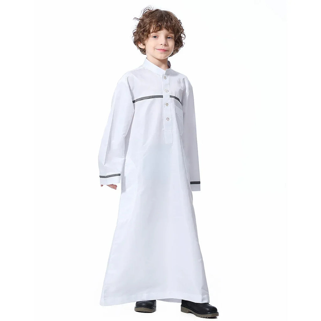 Muslim Saudi Arab Boys Robe Kids Abaya Kaftan Prayer Islam Ramadan Clothing Long Sleeve Thobe Middle East Teenage Dress Dubai