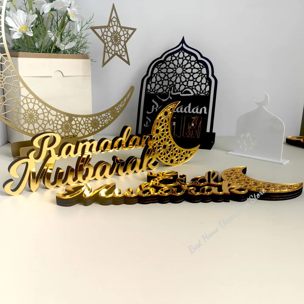 Ramadan Bismillah Acrylic Wooden Ornament Eid Mubarak Home Decoration Islamic Muslim Party Supplies Alhamdulillah Mashallah 2025