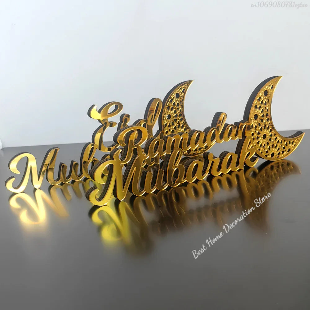 Ramadan Bismillah Acrylic Wooden Ornament Eid Mubarak Home Decoration Islamic Muslim Party Supplies Alhamdulillah Mashallah 2025