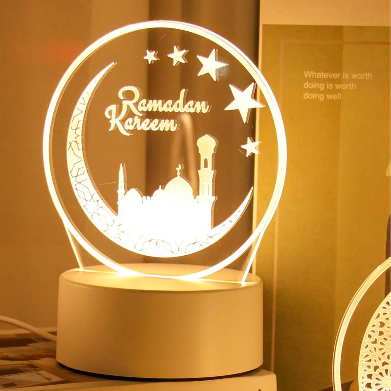 3D Led Lamp Ramadan Night Light Led Moon Star Eid Bedroom Decoration Light Ornament Ramadan Decoration For Home