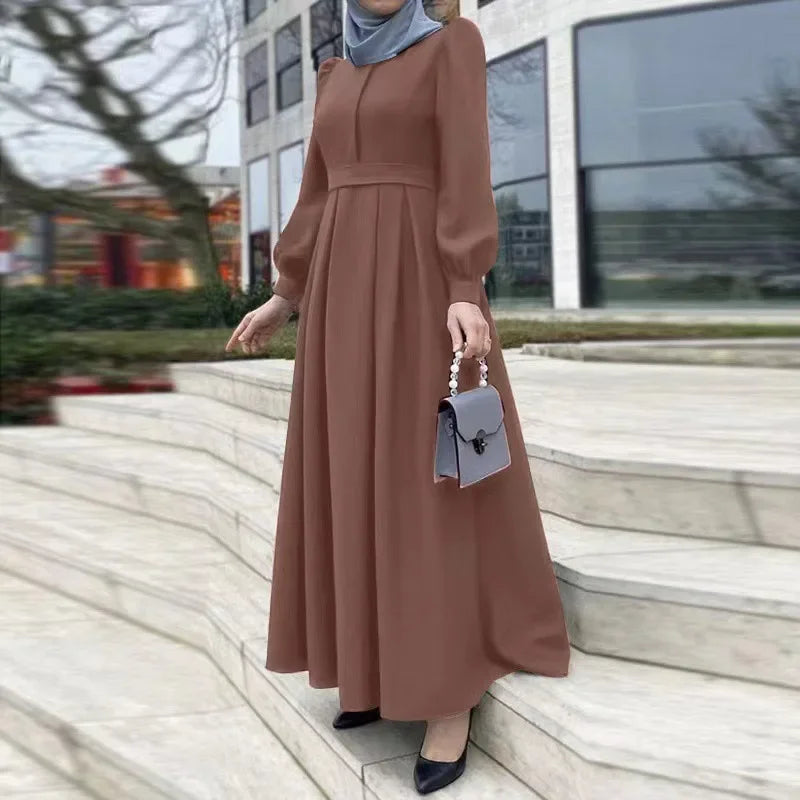 Dress Women Maxi Long Dress Casual Solid Eid Mubarek Ramadan Sundress