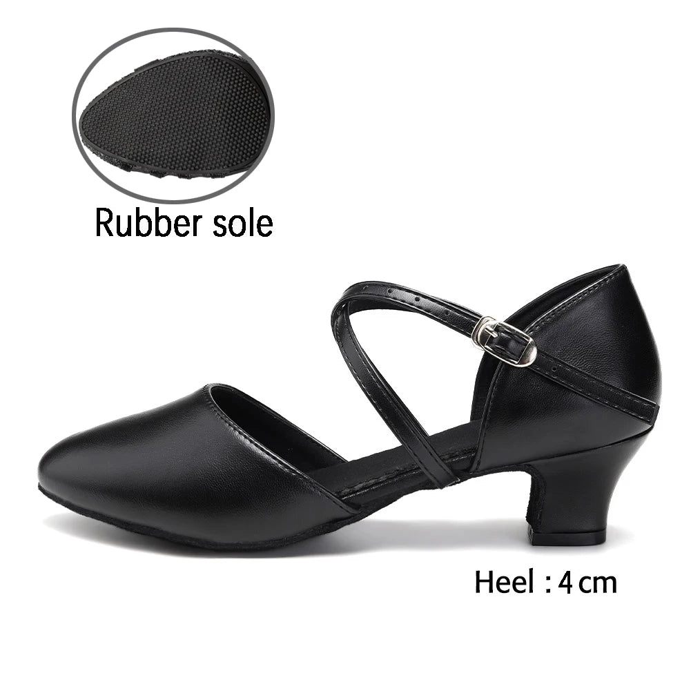 Women Dance Shoes Latin Party Tango Jazz Elegant Dancing Shoes Lace-up Suede Sole Closed Toe Microfiber Leather 7 Colors
