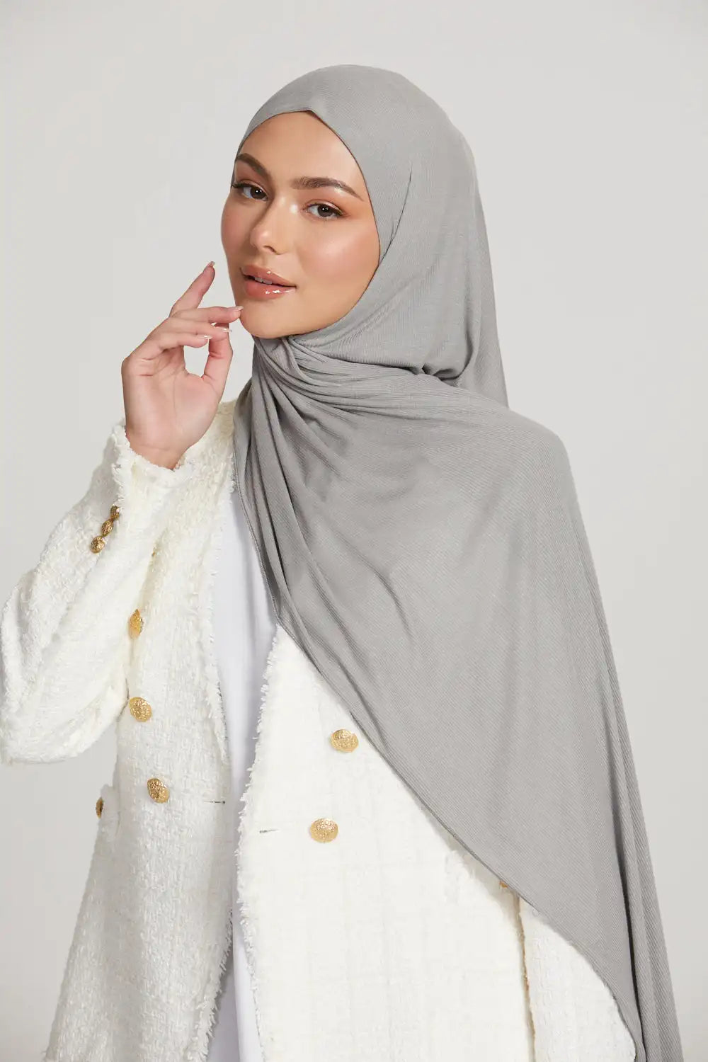 Premium Bamboo Ribbed Jersey Hijab Scarf for Women Elastic Breathable Thread Knitted Scarf Women Soft Striped Headscarf Bandana