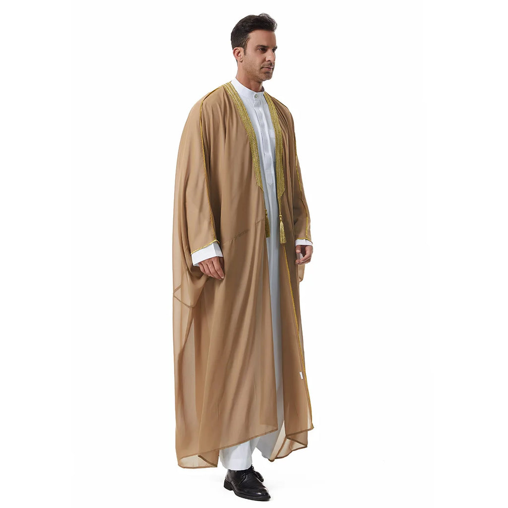 Muslim Robes for Men Long Sleeves Ethnic Black White Middle Eastern Africa Style Home Party Wear Cozy Thobe Male Clothing