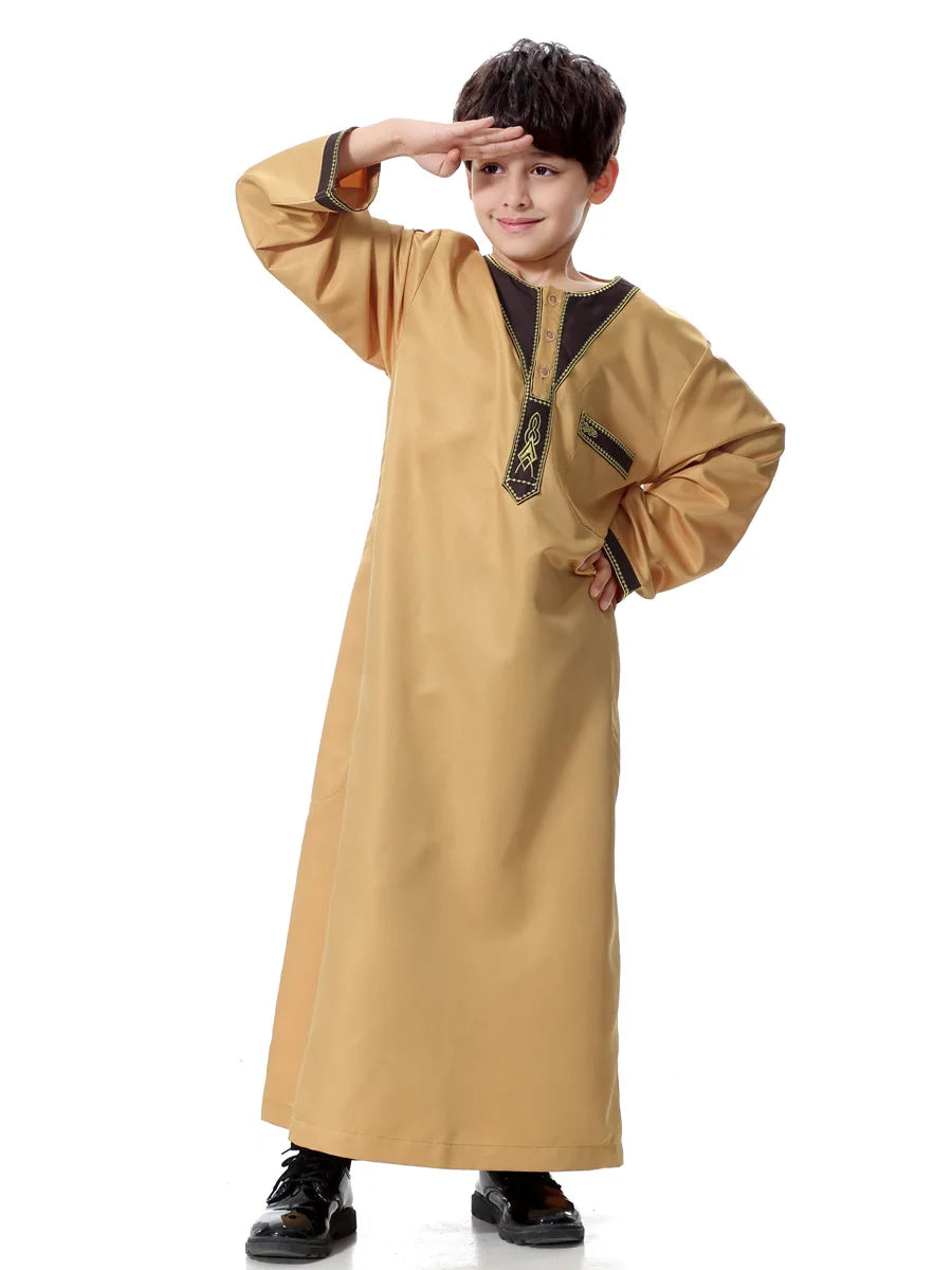 Eid Muslim Kids Abaya Jubba Thobe Dress Kimono Boy Thobe Thawb Caftan for Children Ramadan Long Robes Dress Dubai Arab 2026