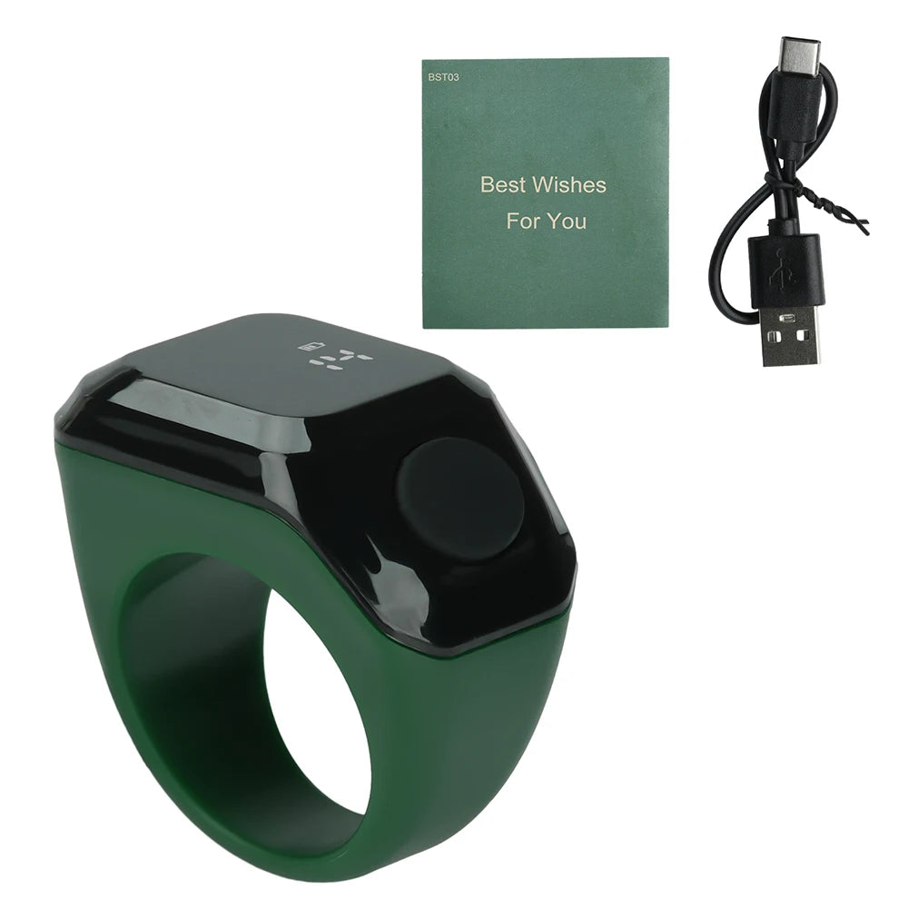 Smart Ring Counter Bluetooth APP Control OLED Display Silent Touch Type-C Rechargeable Muslims Zikr Ring Prayer Finger Counter