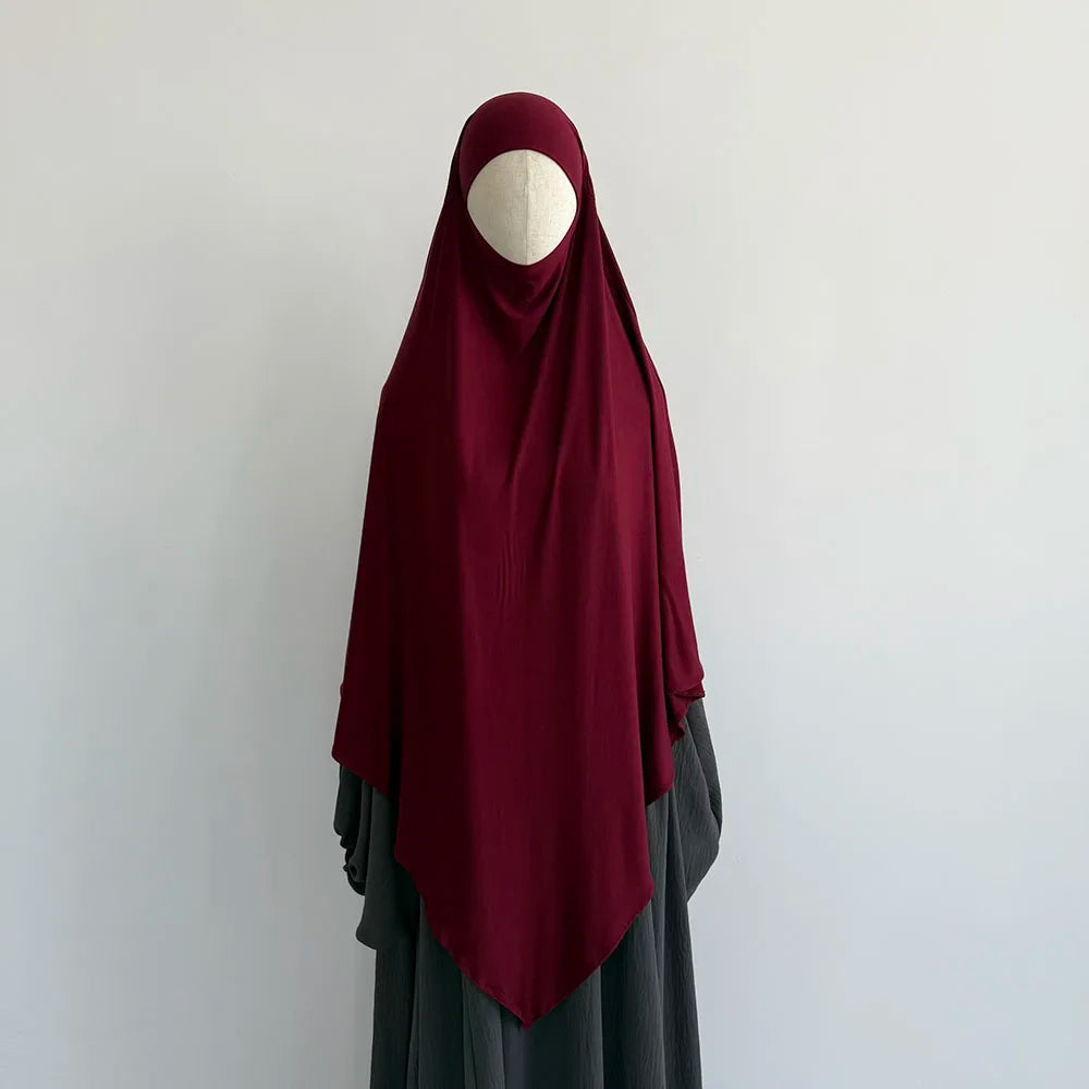 Premium Cotton Jersey Khimar Stretchy Lightweight Breathable One Layer Islam Muslim Women Eid Ramadan Long Prayer Hijab Khimar