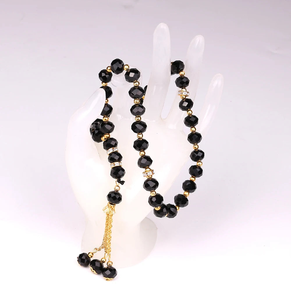 10mm 33pcs Crystal Glass Round Beads Turkish Style Muslim Rosary Islamic Prayer Bead Bracelet For Women Jewelry Accessories Gift