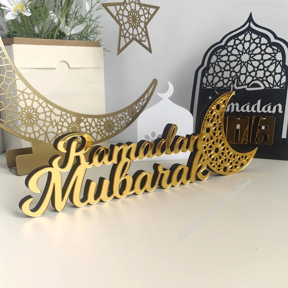Ramadan Bismillah Acrylic Wooden Ornament Eid Mubarak Home Decoration Islamic Muslim Party Supplies Alhamdulillah Mashallah 2025
