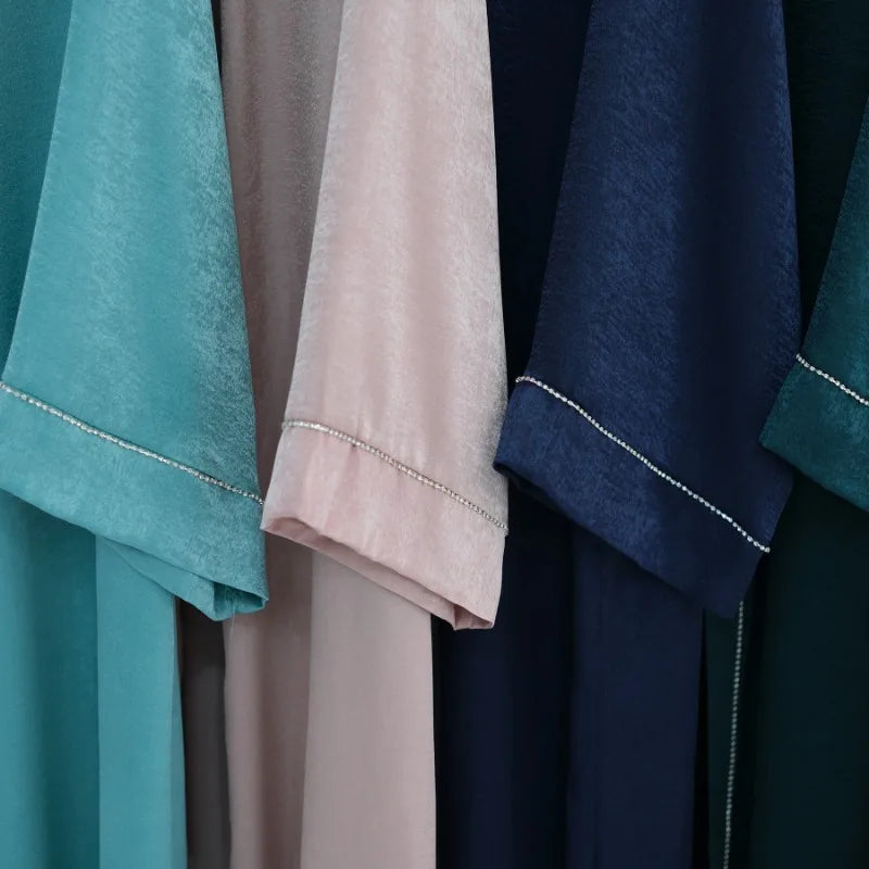 Muslim Modest Cardigan for Women Eid Arab Abaya Dubai Dress Islamic Daily Long Sleeve Clothing Turkey Solid Color Coat Robe