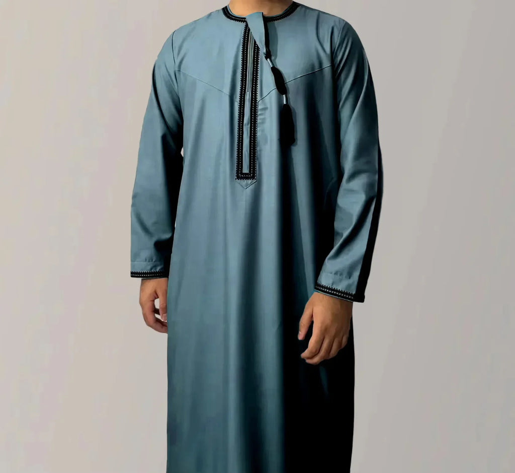 Muslim Men Long Sleeve Pullover Abaya Daffah Jubba Thobe Kaftan Prayer Robe Casual Islam Clothing for Pakistan Saudi Arabia Afghanistan