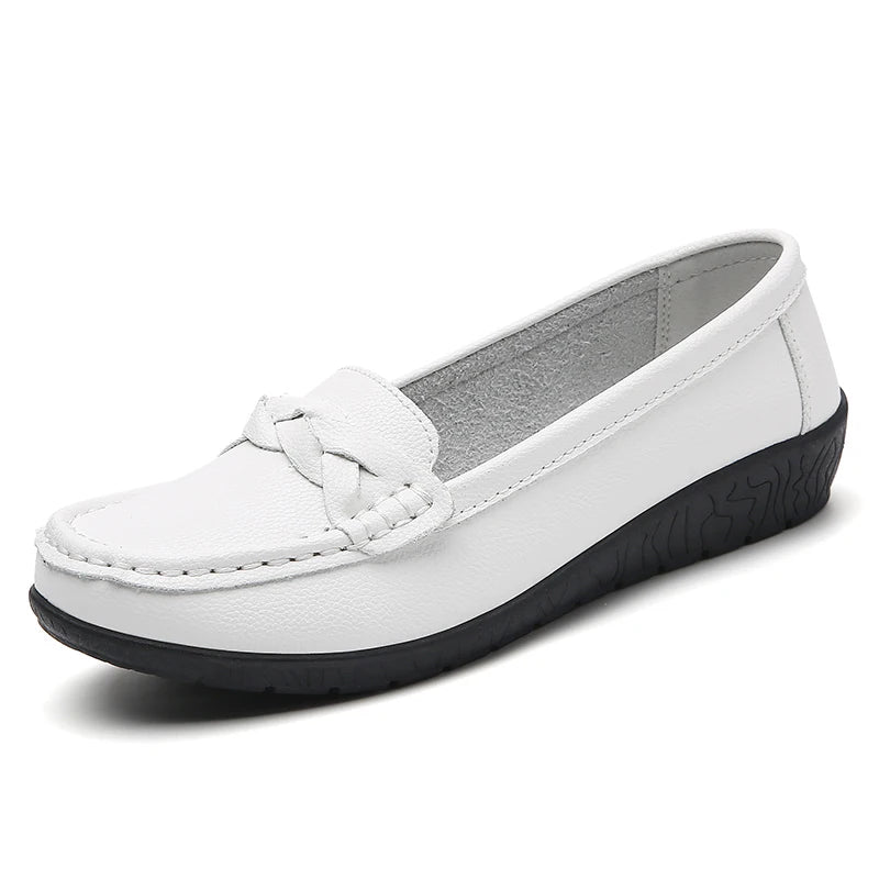 Women Shoes Soft Leather Women's Loafer  New Flats Slip On Casual Shoes Flat Shoes Women White Footwear Zapatos De Mujer
