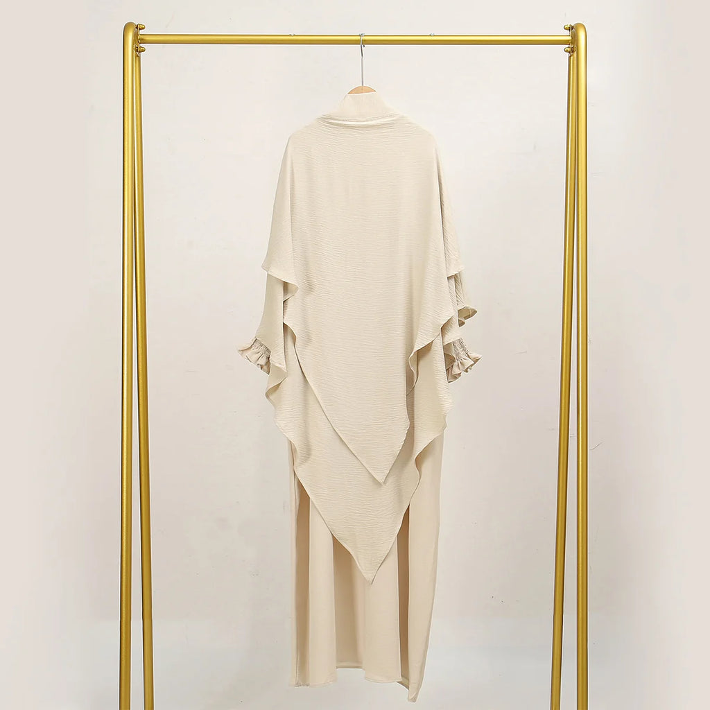 Two Piece Jilbab Prayer Set Abaya for Woman Batwing Hijab Dress Muslim Kimono Kaftan Robe Long Khimar Islam Cloth Jilbab Ramadan