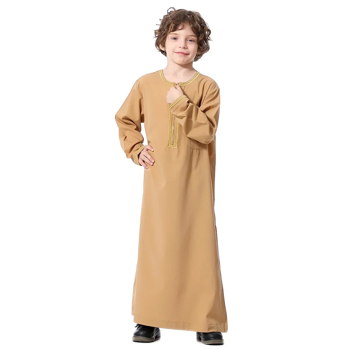 Muslim Saudi Arab Boys Robe Kids Abaya Kaftan Prayer Islam Ramadan Clothing Long Sleeve Thobe Middle East Teenage Dress Dubai