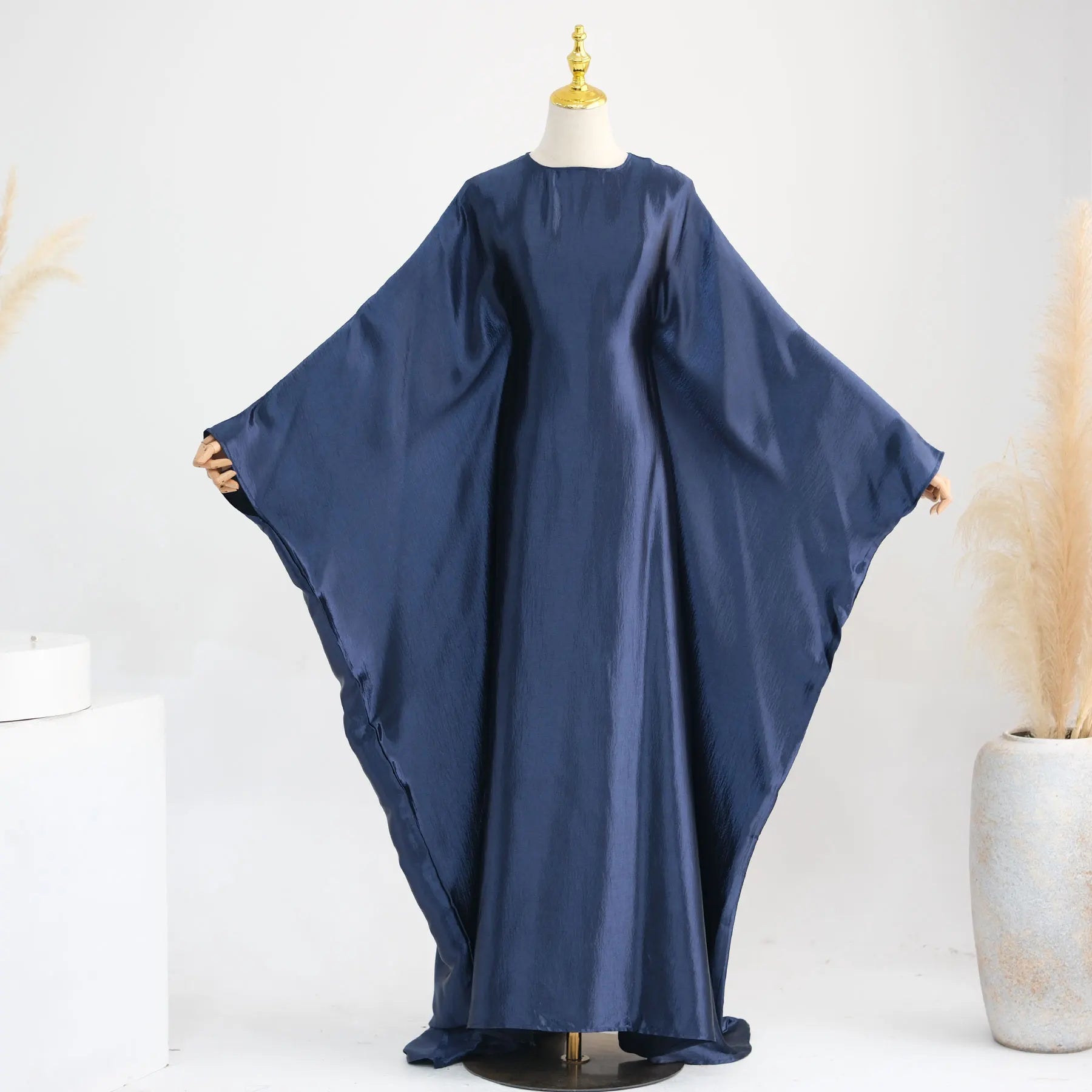 Batwing Satin Shimmer Abaya Damen Dubai Luxury Islam Muslim Kaftan Dress Women Kebaya Vestidos Djellaba Robe Femme Musulmane