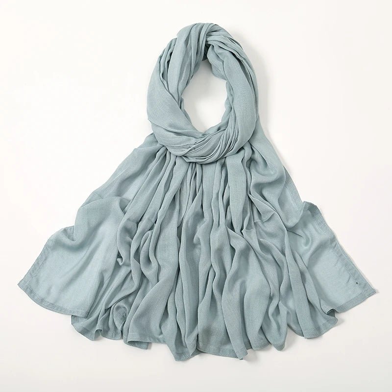 Rayon Viscose Muslim Woman Hijab Cotton Plain Musulman Scarves Solid Islamic Shawls and Wraps Soft Women's Turban Headband Veil