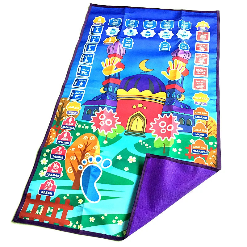 Talking Prayer Mat Educational Interactive Rug Salah Muslim Kids Gift Islam Electronic Worship Blanket Compass Islamic Carpet
