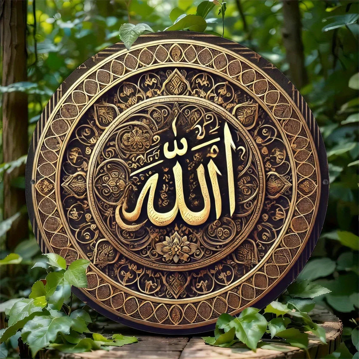 Tin Sign，Islamic Calligraphy Wall Art Plate Antique Civilization Symbol ， Retro Metal Tin Sign, Major Material: Iron,Home Decor
