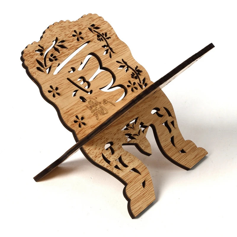 Wooden Eid Al-Fitr Islamic Bible Quran Koran Stand Holder Book Shelf Holder Eid Mubarak Decor Ramadan Kareem Decoration for Home