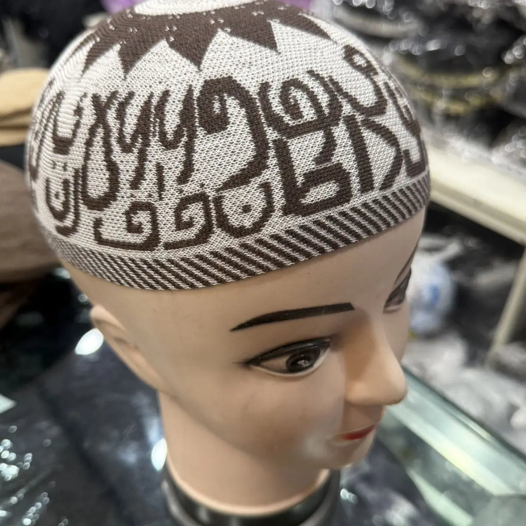 Ethnic Hats for Africa Men Knitted Cap Eid Prayer Khaki Street Melon Hat Fashion Classic Islam Beanies Kuki Caps Male 54-59cm