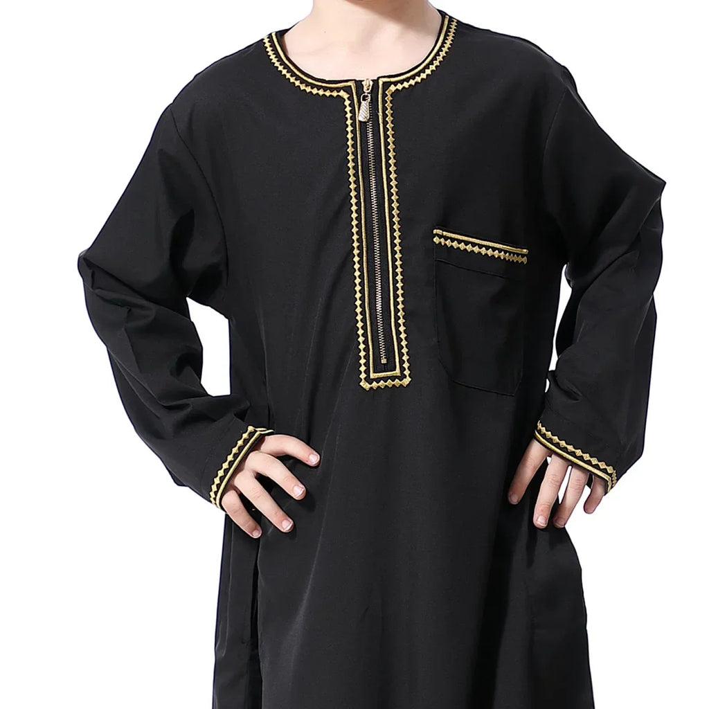 Muslim Saudi Arab Boys Robe Kids Abaya Kaftan Prayer Islam Ramadan Clothing Long Sleeve Thobe Middle East Teenage Dress Dubai