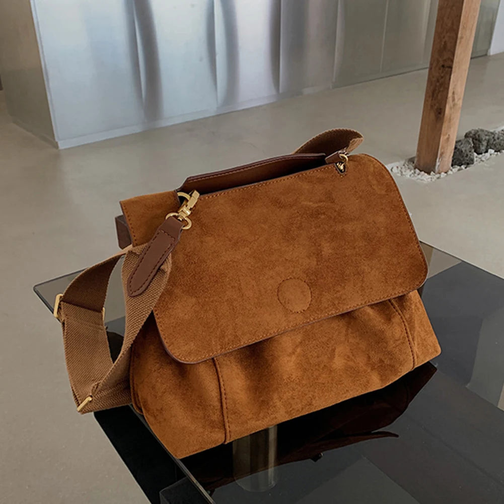 Women Vintage Crossbody Bag PU Leather Daily Shoulder Purse Large Capacity Casual Crossbody Bag Ladies Commute Bag