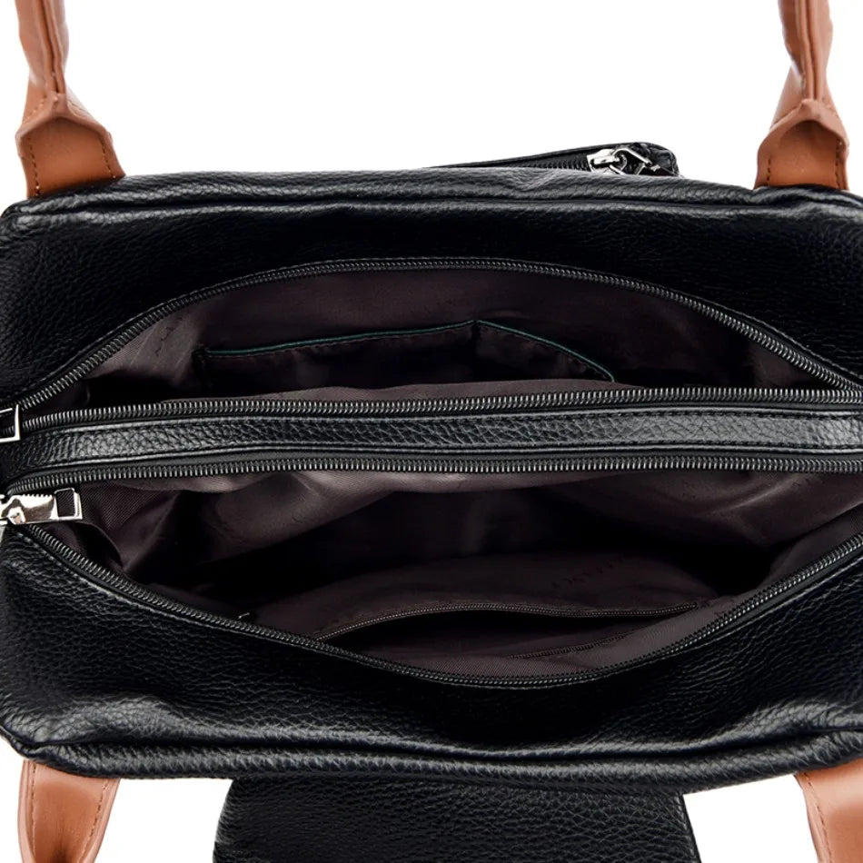 Genuine Brand Top Quality PU Leather Bags for Women Designer Top-Handle Bags Ladies Casual Tote Shoulder Crossbody Bag 2 Layers