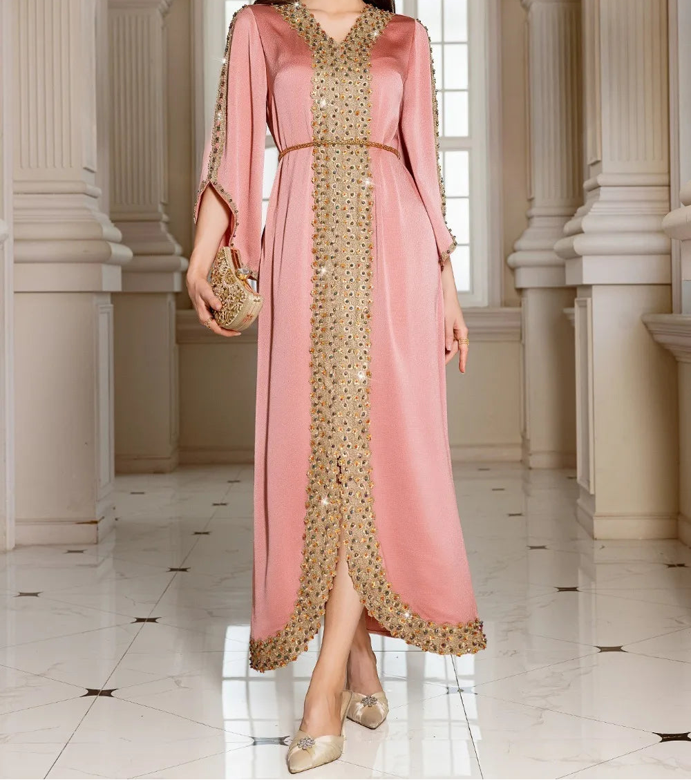 Dress for Women  Jalabiya Lace Diamond Party Dresses Abaya Long Robe Morocco Dubai Kaftan Vestidos Largos 2025