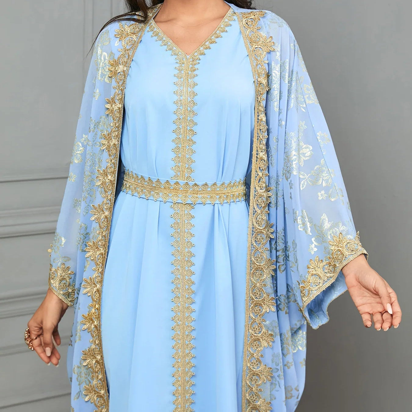 Dress for Women Abaya with Inner Dress 2 Piece Set Jalabiya bayas Robe Caftan Vestidos Largo