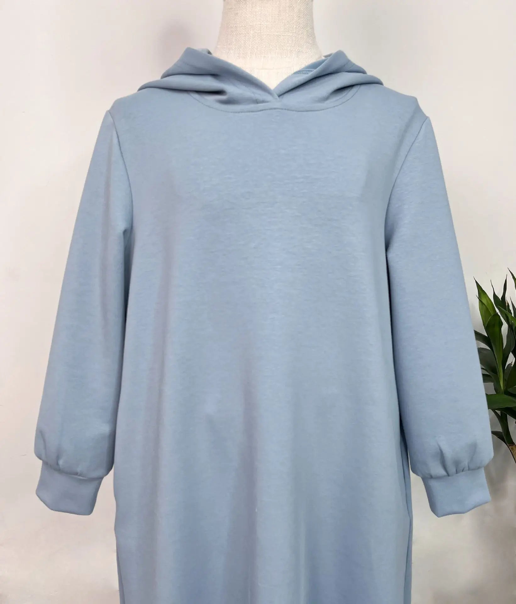 Middle East Muslim Fashion Abayas for Girls Solid Color Simple Hoodie Dress with Pocket Hooded Cuff Design Eid Ramadan Kids Robe