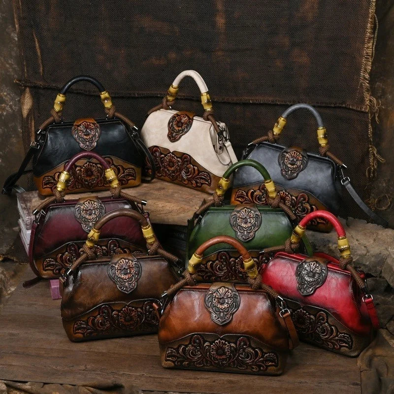 Luxury Handbags For Women Leather Shoulder Bags 2025 New Vintage Carved Ladies Hand Bags Designer Luxury Bag