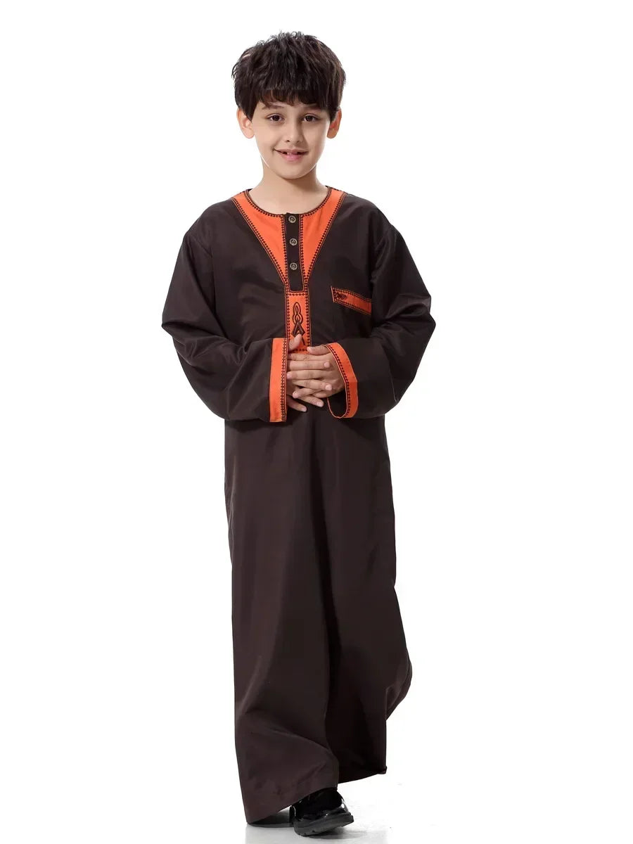 Eid Muslim Kids Abaya Jubba Thobe Dress Kimono Boy Thobe Thawb Caftan for Children Ramadan Long Robes Dress Dubai Arab 2026