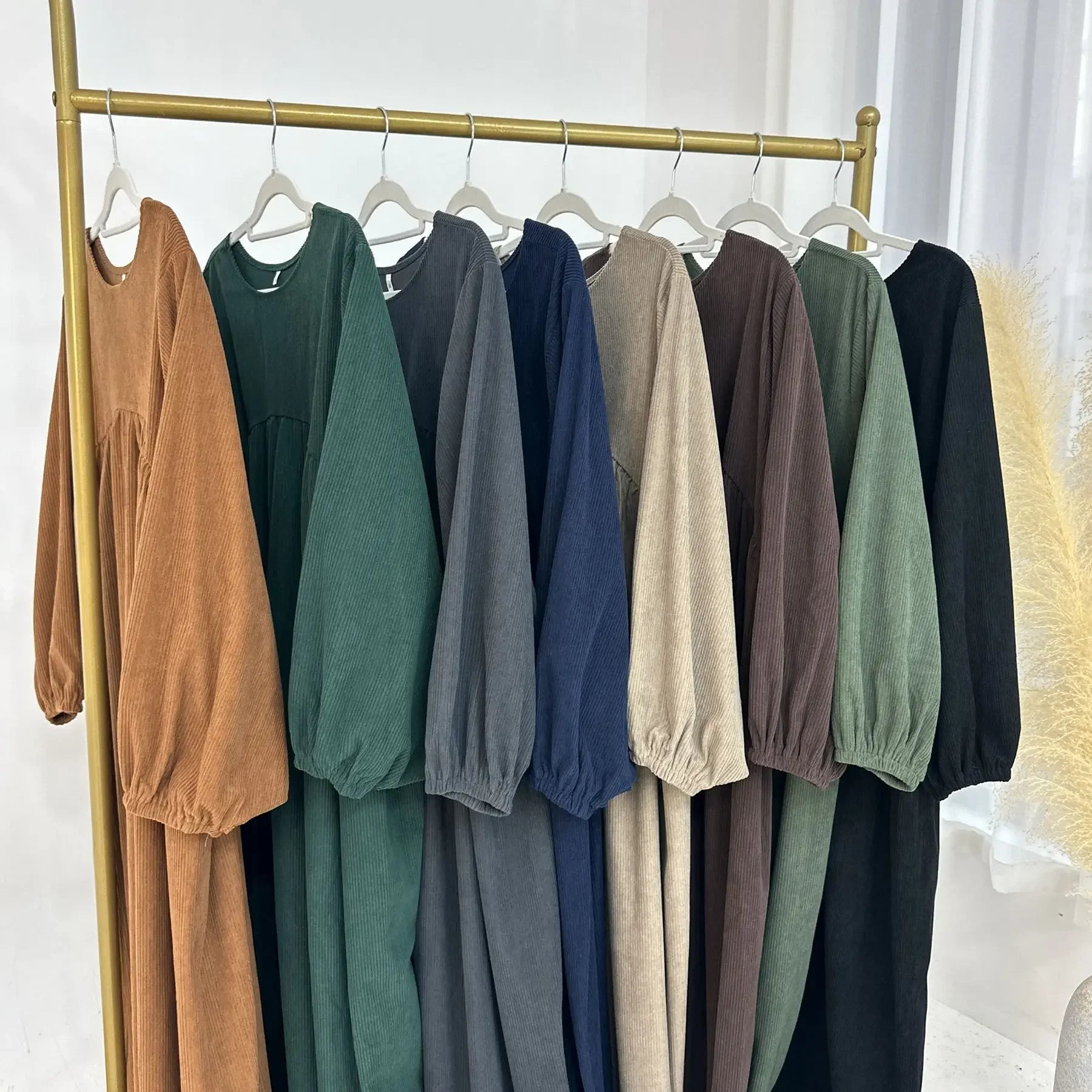 Winter Corduroy Abaya Warm Muslim Dress Closed Abayas for Women Dubai Luxury Turkey Kaftan Hijab Robe Ramadan Eid Islam Clothes