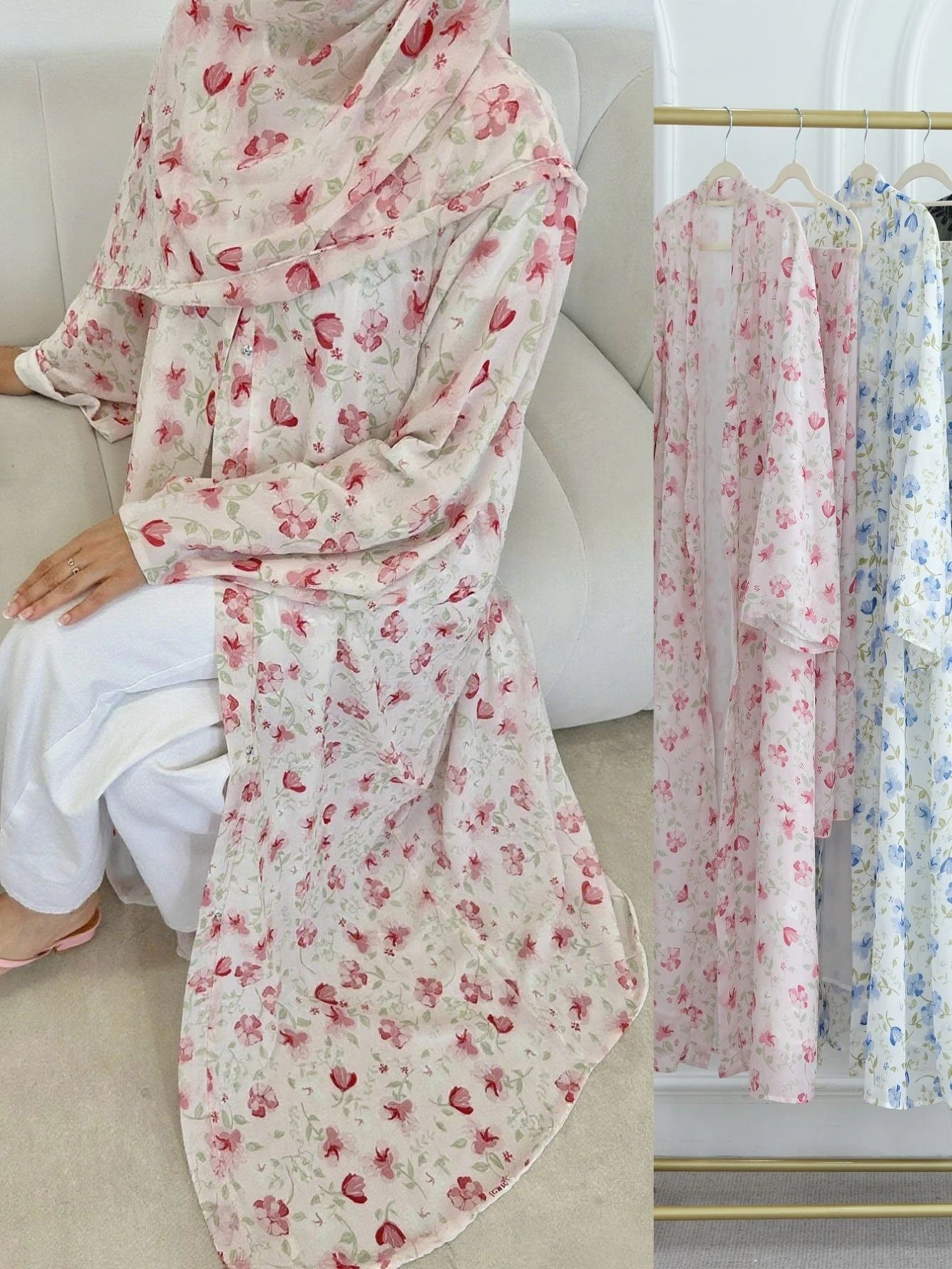 Eid Women Abaya Scarf 2 Piece Set Muslim Cardigan Ramadan Jalabiya Print Caftan Long Robe Morocco Kaftan Vestidos Largos 2026