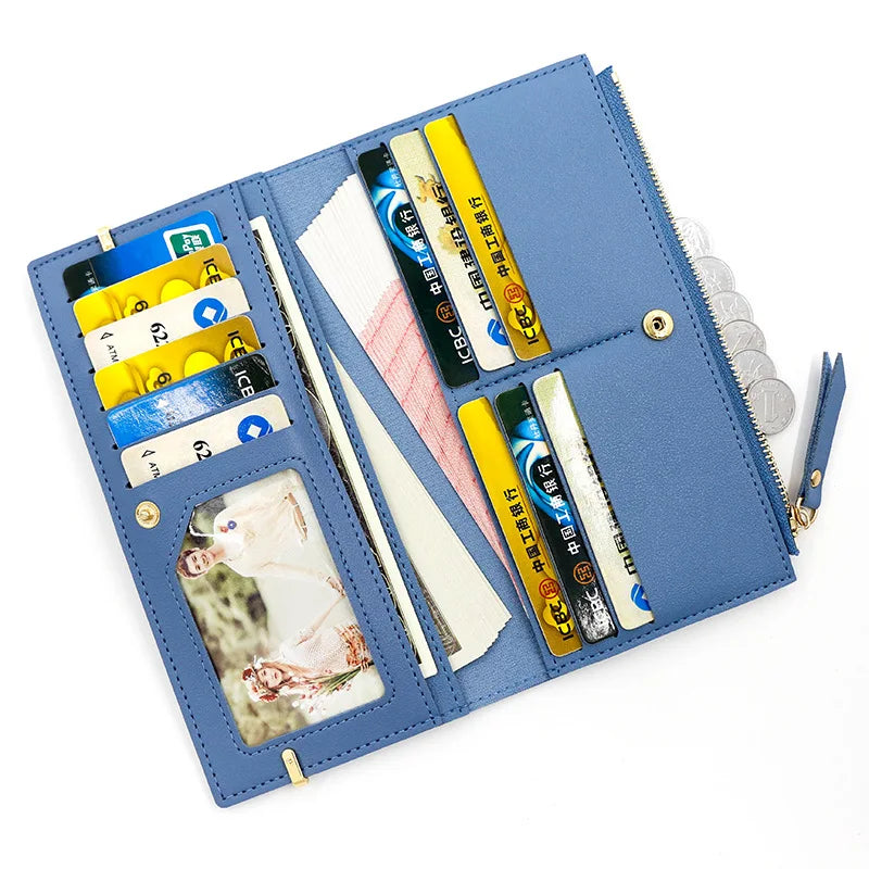 New Women Long Wallets Handbag Zipper Coin Pocket Female Purse Photo Holder Credit Card Holder Women's Clutch Wallet