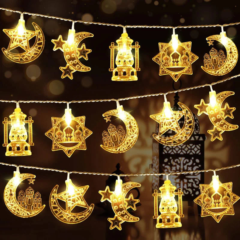 3M EID Mubarak Decor Moon Star LED Light String Muslim Islamic LED String Lights Ramadan Kareem Party Supplies Home Ornament