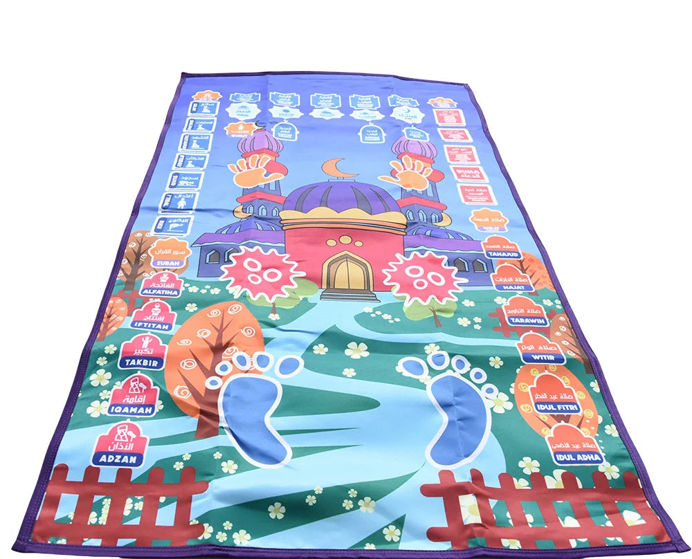 InteractiveTalking Prayer Mat Educational Rug Salah Muslim Kids Gift Islam Electronic Worship Blanket Compass Islamic Carpet