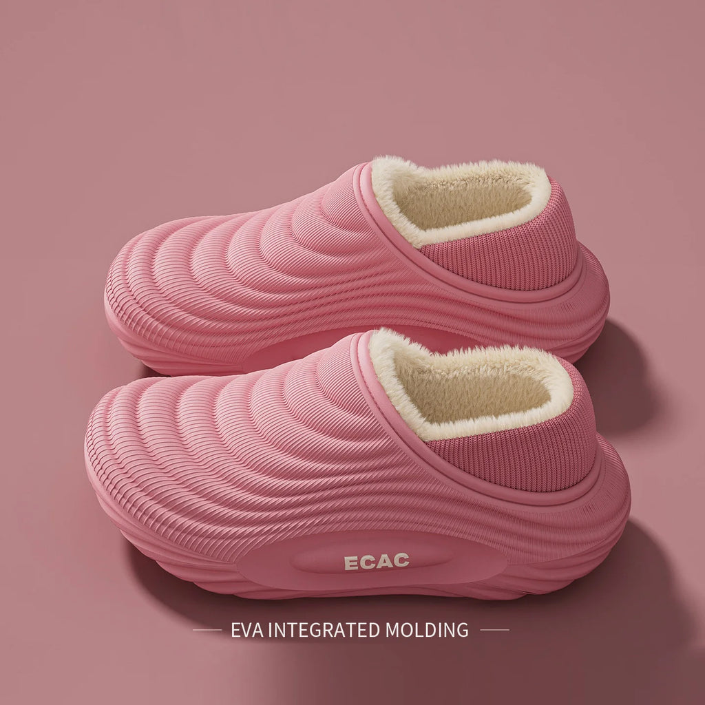 EVA Winter Slippers For Men Women Warm Fur Lined Waterproof Anti Slip Comfortable Indoor Outdoor Home Cotton Clogs Lightweight