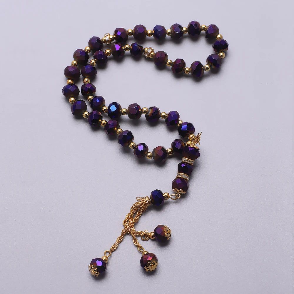 10mm 33pcs Crystal Glass Round Beads Turkish Style Muslim Rosary Islamic Prayer Bead Bracelet For Women Jewelry Accessories Gift