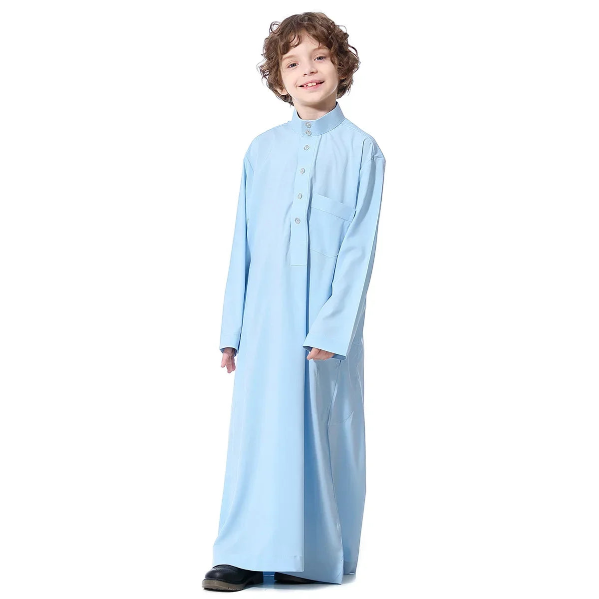 Muslim Saudi Arab Boys Robe Kids Abaya Kaftan Prayer Islam Ramadan Clothing Long Sleeve Thobe Middle East Teenage Dress Dubai