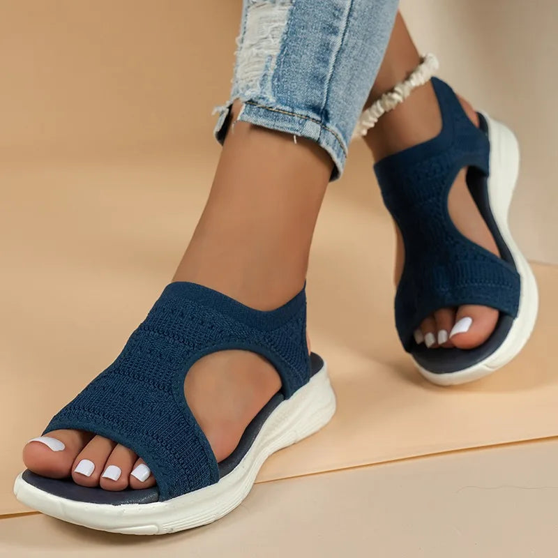 Women's Shoes Summer Comfortable Casual Sports Sandals Women's Beach Wedge Sandals Women's Mesh Knitted Roman Sandals